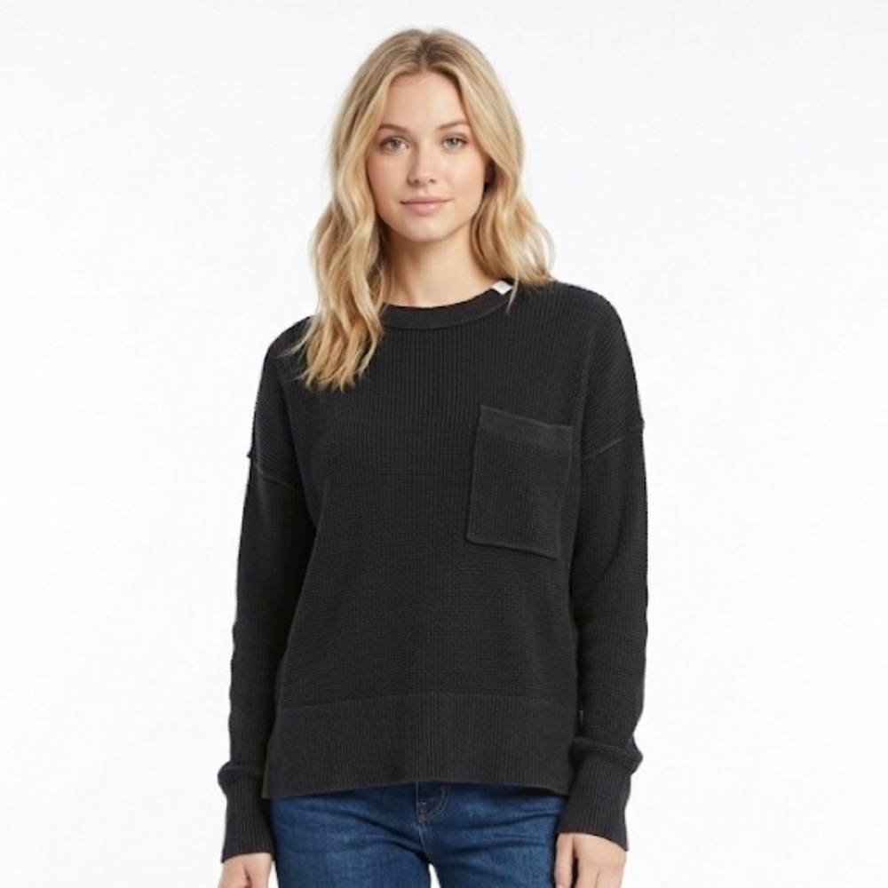 Pistola Black Ribbed Crewneck Sweater with Chest pocket size xsmall